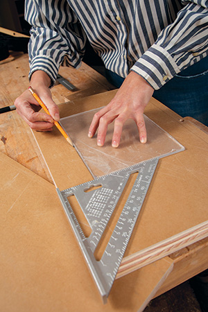 Tracing cutouts in panel for window pane