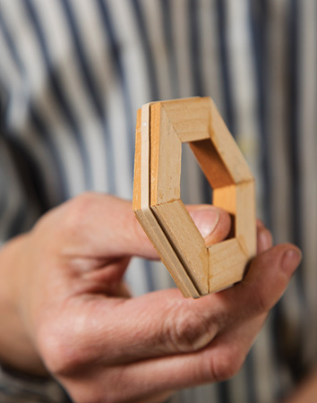 Glued together hexagonal window frame