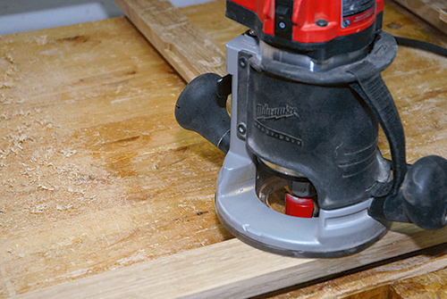 Cutting Limbert bookshelf door rabbet