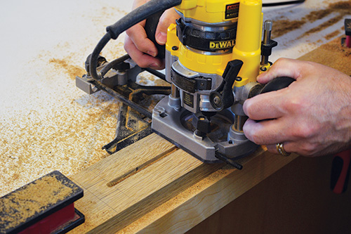 Routing inlays in Limbert hutch legs