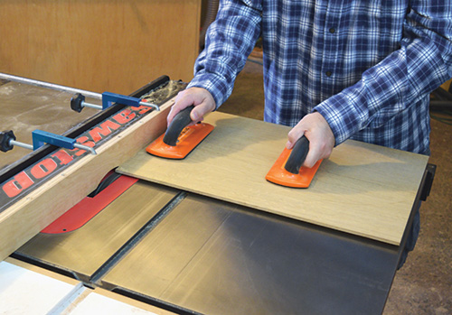 Cutting Limbert hutch panel rabbet with table saw
