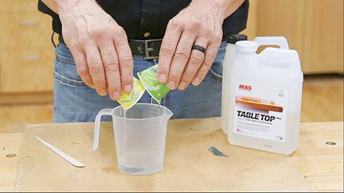 Mixing tabletop epoxy for clock face