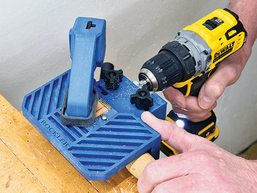 Using drilling jig to cut a face mortise