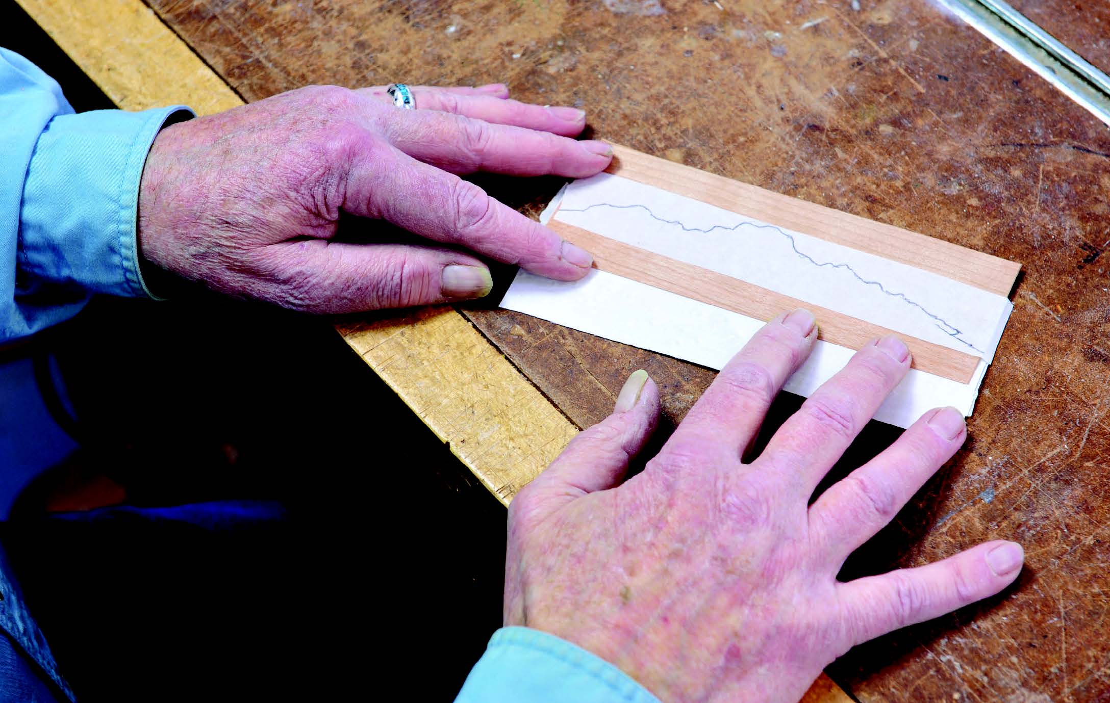 Drawing pattern across multiple strips of wood