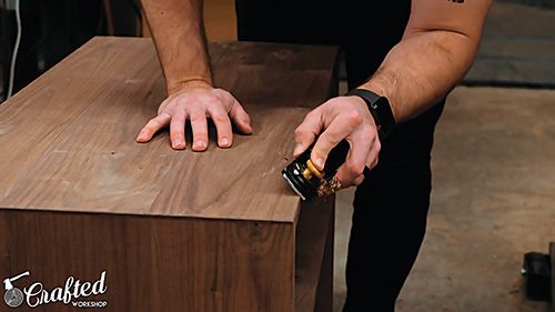 Planing chamfer into edges of Mid-century Modern Dresesr