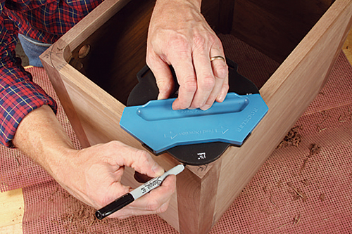 Trace the large outer corner radii of the carcass with a template or a compass, then shape them with a spokeshave.