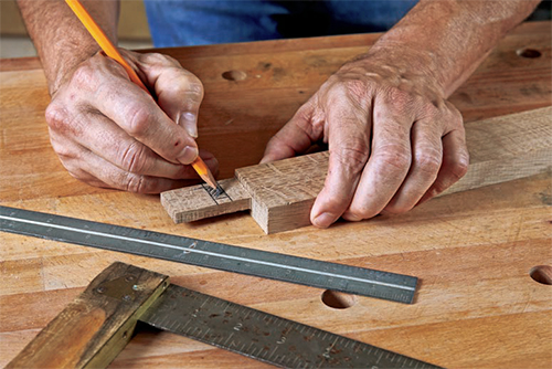 Marking locations for cuts for mortise installation