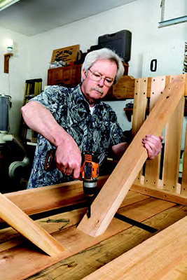 Adding diagonal braces to cedar coffee table