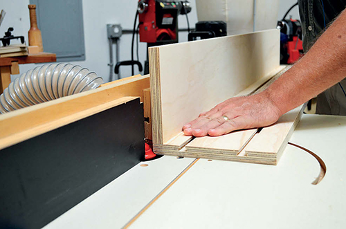 Create a simple roundover on the back corner of the cut shelves.