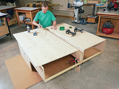 Installing back panel on cabinet frame