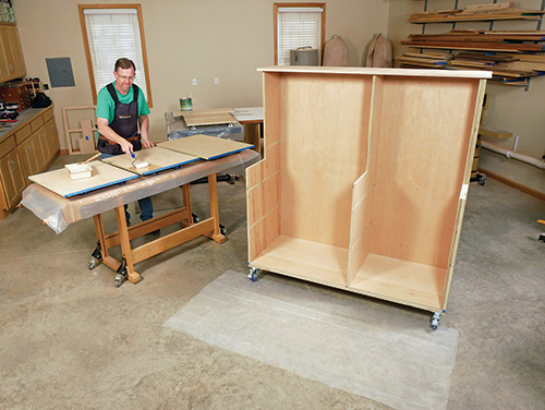 Finishing shelving parts before installation