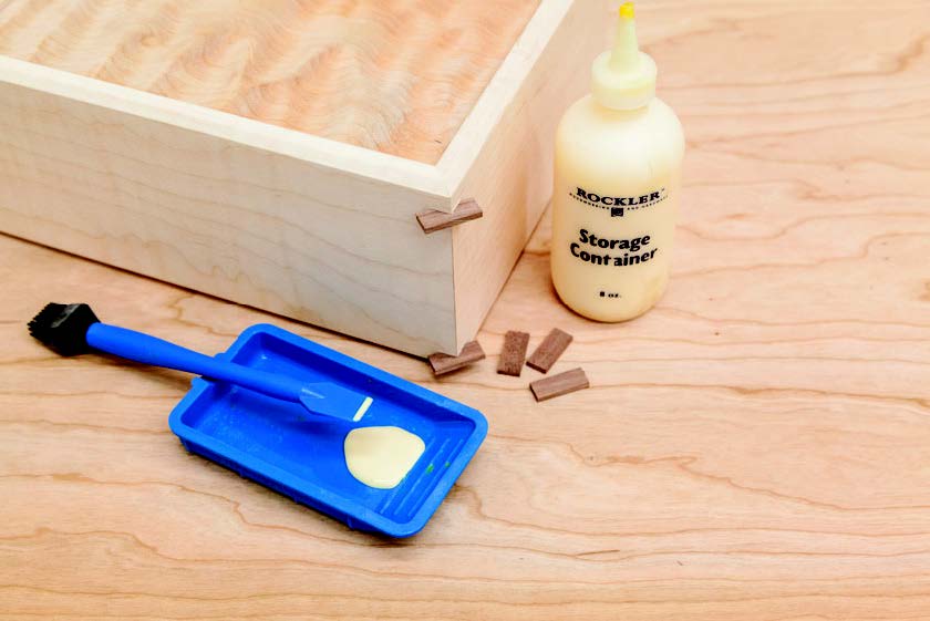 Adding walnut accent pieces in jewelry box corners