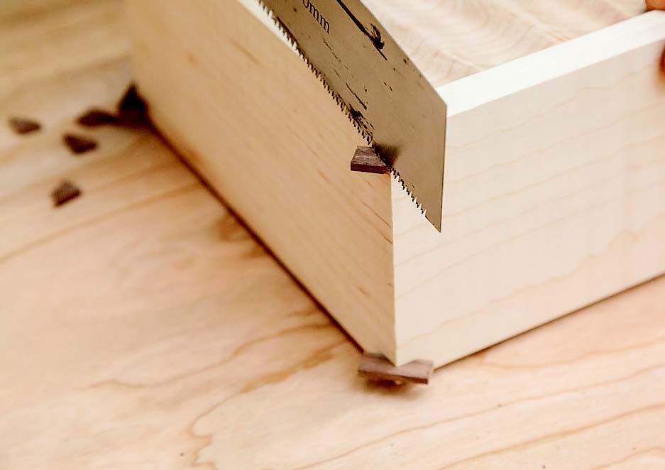 Trimming walnut inserts in jewelry box
