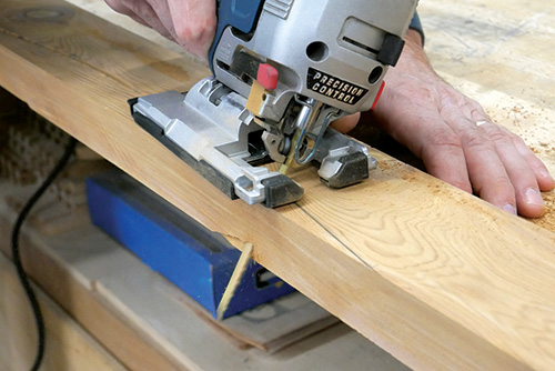 Cutting Adirondack chair parts with a template and a jigsaw