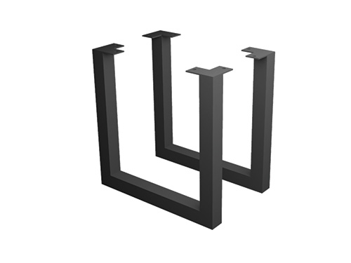 Side view of metal tube coffee table legs