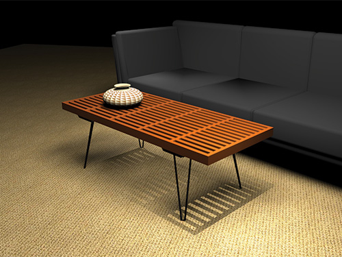 Hairpin legs attached to modern coffee table