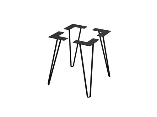 Side view of metal hairpin coffee table legs