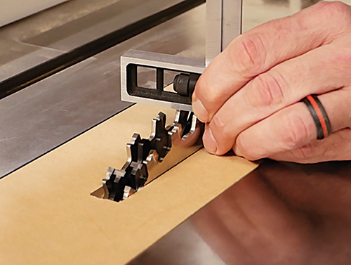 Setting zero-clearance insert on dado stack