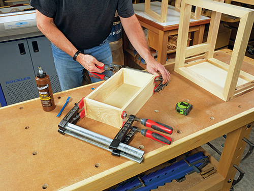 Test fitting nesting table drawer construction