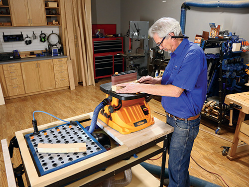Sanding divider top rails to final shape