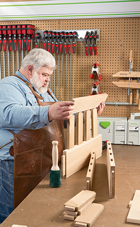 Test fitting slats for Morris chair side