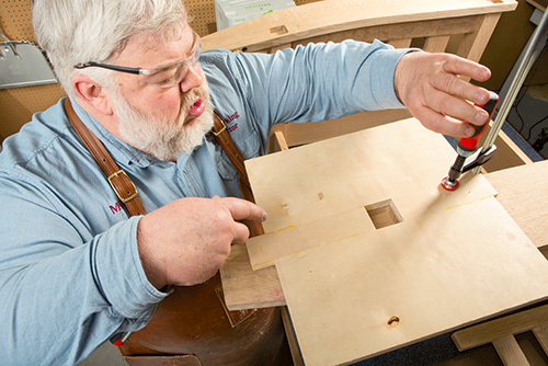 Setting up chair arm tenon cutting jig