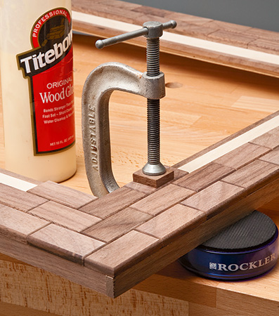 Mosaic picture frame hardwood tile layout