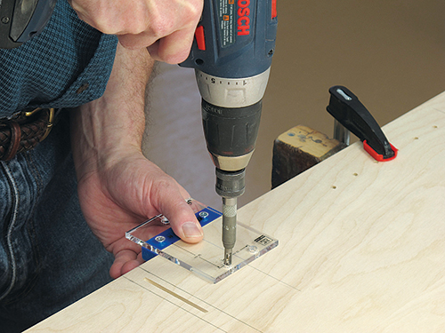 Marking hinge installation location with hinge drilling jig