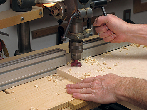 Cutting hinge cup holes in Murphy bed cabinet door