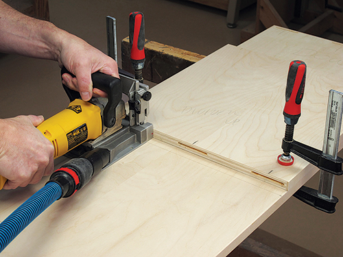 Biscuit joinery for Murphy bed side cabinet