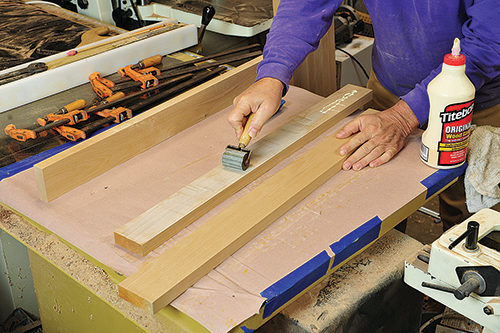 Rolling glue on workbench part