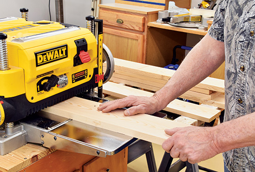 Planing hemlock board to remove cupping