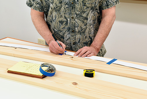 Marking cut lines for plant stand legs