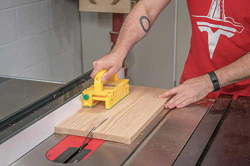 Sawing red oak lumber for cutting board project