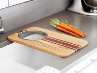 Strainer and cutting board for kitchen sink
