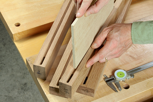 Test fitting panels in routed groove