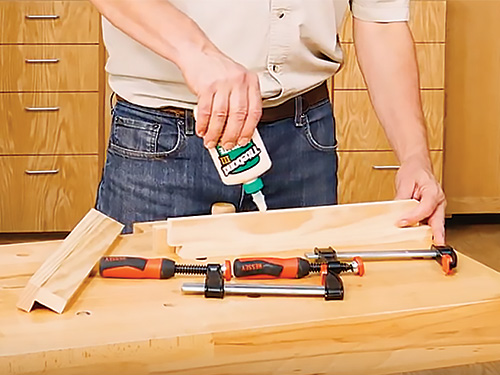 Gluing up entry bench leg assembly