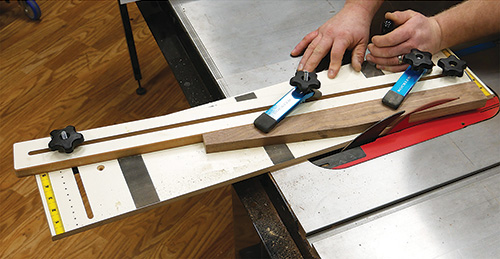 Making second taper cut on plant stand leg