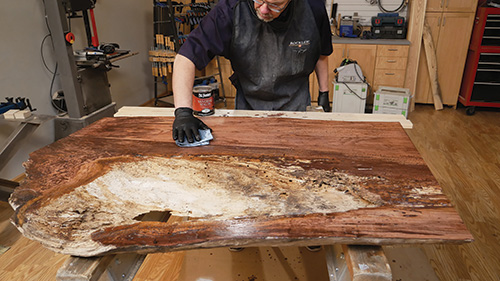 Adding sanding sealer to maple slab tabletop