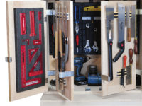 Fold out movable tool cabinet