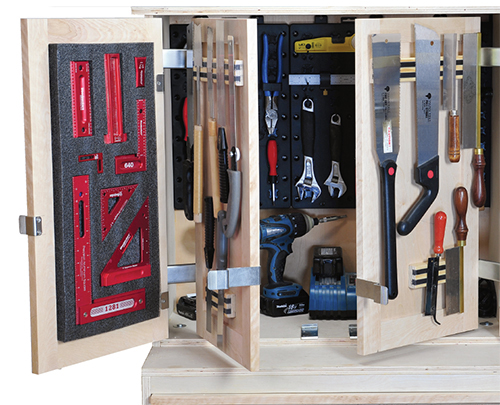Fold out wall tool cabinet