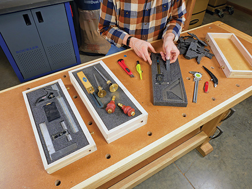 Creating indents in tool storage foam