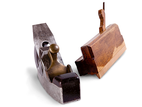 Close-up of two molding planes