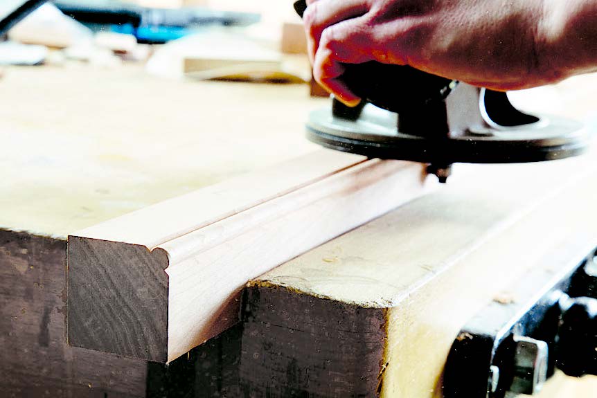Routing corers of tapered table legs