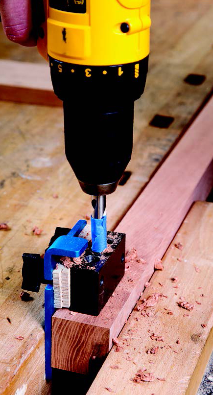Drilling holes for table leg joint