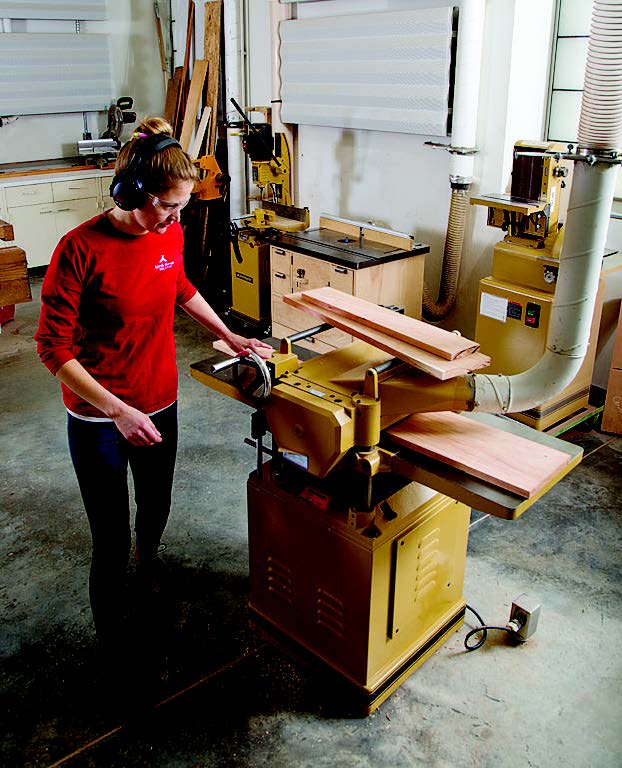 Running parts for end table through planer