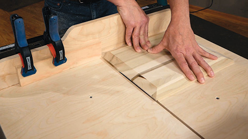 Rabbet cut along the back side of raised panel cabinet door