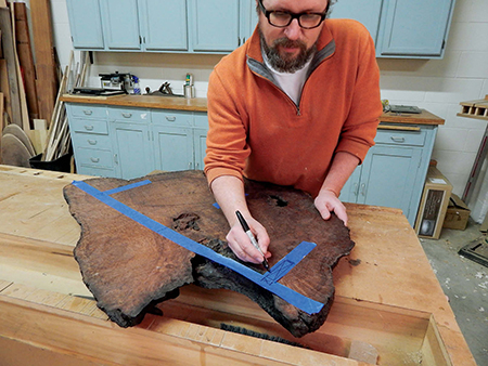 Marking slab for cutting sink top