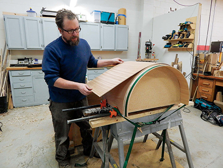 Attaching laminations to front of bathroom vanity