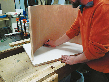 Tracing curved vanity shape onto base panel
